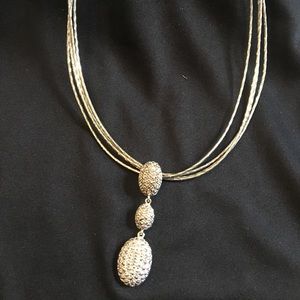 SS 16 in. necklace 3 drop diamonique pendant